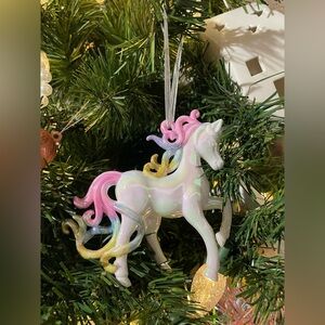 Lot of 2~Iridescent Unicorn Ornaments~Pink Christmas Tree